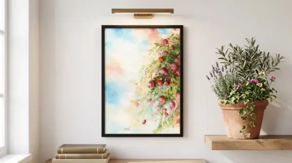 Pomegranates in Bloom – original oil painting on canvas by Yehudit Binder