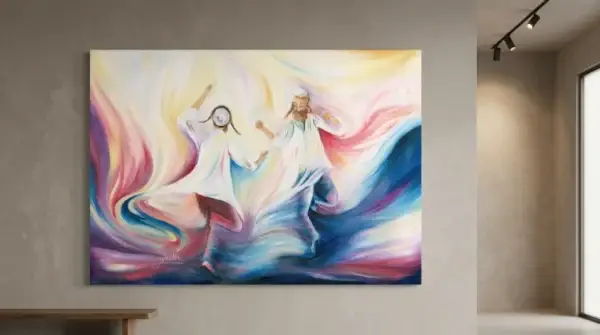 Dancing Chassidim – original oil painting on canvas by Yehudit Binder