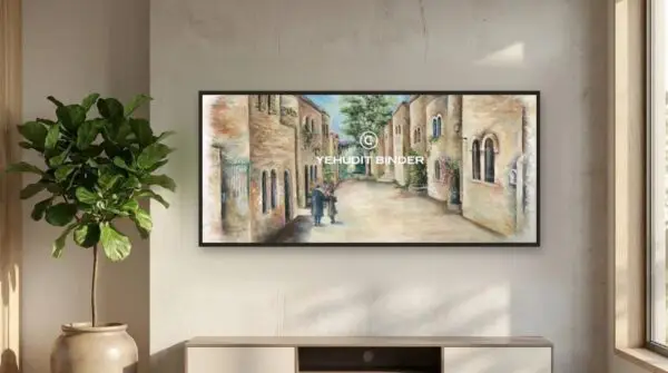 Jerusalem Neighborhood – original oil painting on canvas by Yehudit Binder
